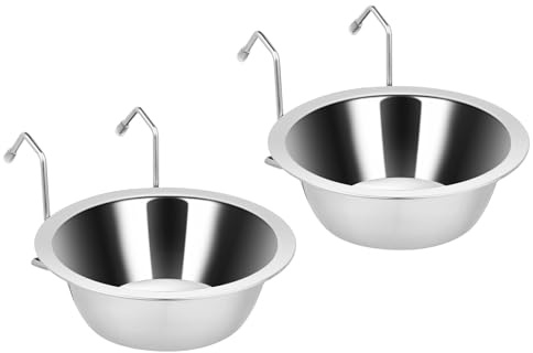 Fri4Free 2PCS Kennel Water Bowl Hanging,Stainless Steel Puppy Bowls for Small Dog Cage,Kennel, Crate, Catio Accessories,Dog Crate Water Bowl Dish Feeder Food Holder No Spill(8oz/1cup)