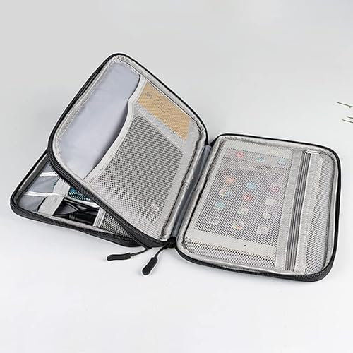 Kabeltasche,Kabel Organizer Tasche Kabel Organizer Bag Power Bank Extenal Batterieladegerät Reisetasche for 7.9 iPad Mini Fall USB Flash-Laufwerk-Stick-Festplattenspeicherung(Double Layer Black)