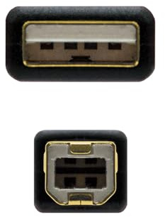 Högkvalitativ USB 2.0-skrivarkabel med ferritkärna, typ A-hankontakt till B-hankontakter, svart, längd på 3,0 m, perfekt för snabb och säker dataöverföring.