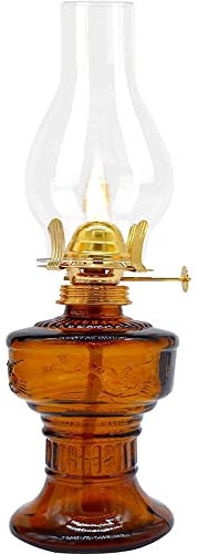 33cm Glass Kerosene Lamp Oil Lamp Glass Classic Retro Home Decoration Lamp Wedding Festival Decoration Oil Lamp Large Capacity (Brown, One Size)