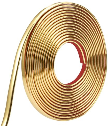 Goldene Zierleiste, 5m X 8mm Zierleisten Selbstklebend Stuckleisten Wand | Abziehen und Aufkleben Selbstklebende Wandleistenleiste, Zierleisten Wand für Toilette, Fliesenrand, Wandecke, Fußleiste