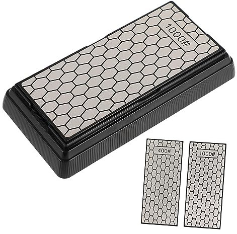 LIFKICH Double Sided Knife Sharpener 400/1000 Grit with Non-Slip Base Kitchen Sharpening Tool for Household and Professional Cutlery