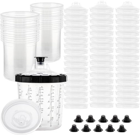 DAJAVE 50 Pcs Paint Mixing Cups for Spray Guns, Paint Spray Gun Cup
