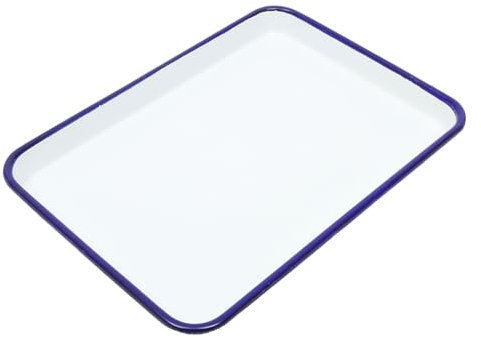 BEBEMOKO Enamel Roasting Baking Tray 27x19cm White Heat-Resistant Non-Stick Oven Pan Multi-Functional Baking Pan for Kitchen and Restaurant Use