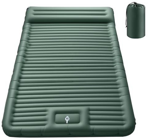 Isomatte Camping, 12CM Ultradicke Camping Luftmatratze mit Fußpumpe | Aufblasbare Matratze Kleines Packmaß, Ultraleichte Wasserdicht Outdoor Campingmatte Schlafmatte für Wandern, Zelt