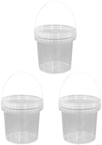 Cabilock 3piezas Contenedor Transparente Para Helado y Balde Tapas Fácil De Abrir Resistente Al Desgaste Flexión