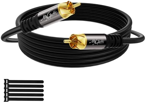 Mygatti Cable de subwoofer de 7,5 m, RCA a RCA, cable coaxial digital Premium, S/PDIF RCA para cine en casa, HDTV, subwoofer, sistema Hi-Fi, amplificador, cobre estañado, doble apantallamiento+5