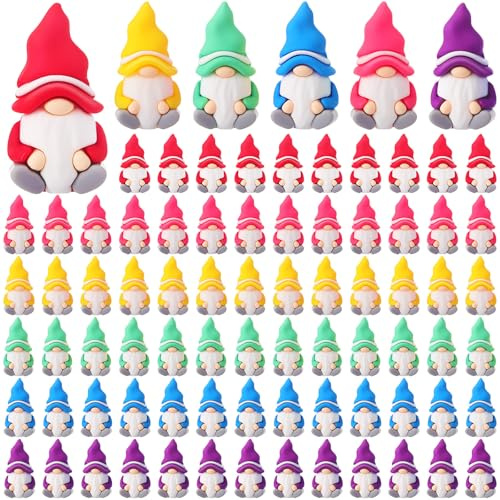 DoubleFill 100 Pcs Easter Mini Gnomes Figurines Tiny Fairy Rubber Gnomes Statue Garden Bulk for Goody Bag Easter Stuffer Gifts Party Favors Decor Dwarf Statue Dollhouse Micro Landscape Accessories