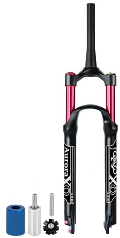 LYYCX Mountainbike Vorderrad Gabel 26 27.5 29 Zoll, Fahrrad Federgabel, Federweg 140mm AIR-32 1-1/8 Zoll Magnesiumlegierung QR 9mm mit Rückpralleinstellung(Tapered Manual Lockout,29 Zoll)