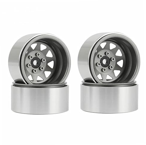 Aluminum Alloy Wheel Rim Beadlock 2.2in Heavy Duty Wheel Rims Hub 4pcs Replacement for TRAX4 SCX10 90046 AXI03007 RedCat Gen8 1/10 Remote Control Car Durable Upgrade Accessories (Titanium color)
