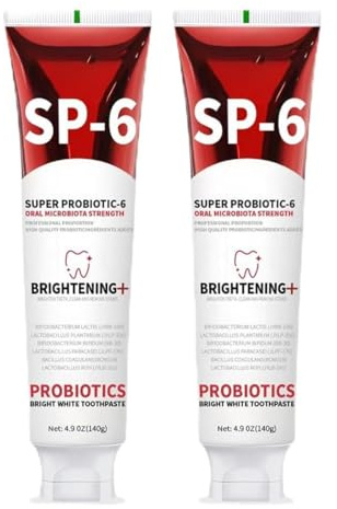 OIXYAZ 2 Pezzi Dentifricio Sbiancante SP-6 Probiotico Intenso, 6 Probiotici per Denti Sensibili e Gengive Sane, Dentifricio Probiotico con Formula Avanzata