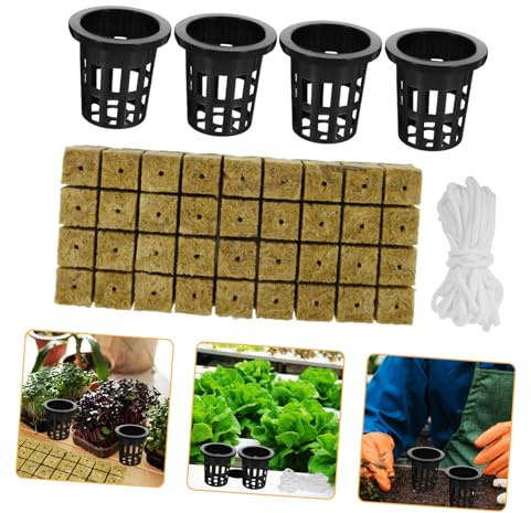 GALPADA Hydroponik-anbausystem Hängeampeln Mit Netztöpfen Feuchtigkeitskuppel Und Behälter Für Microgreens Inklusive Zubehör Für Hydroponikgarten