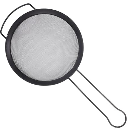 FIXOSHEE Colino in Acciaio con Manico Singolo Nero Scolapasta Maglia Fine Antiruggine Utensile da Cucina Indispensabile per Setacciare Farina e Leggero e Facile da Pulire