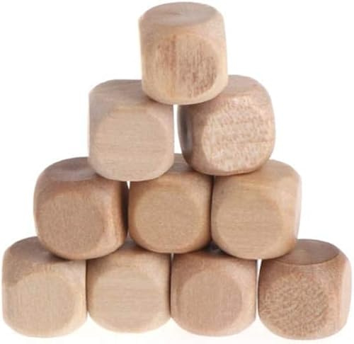 10 Stück Holzwürfel, 6-seitig, blanko, runde Eckwürfel, DIY, Graffiti-Bastelbrett, Partyzubehör, Spielwürfel, Standard-Spielwürfel, Dekorationen (1,8 cm)