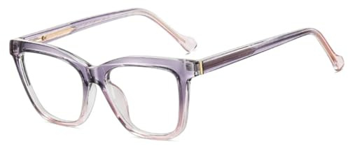 Mode Cat Eye-glasögonbågar Dam Retro Herr Fjäderhängda Dubbelfärgade Båge (Lila Rosa)
