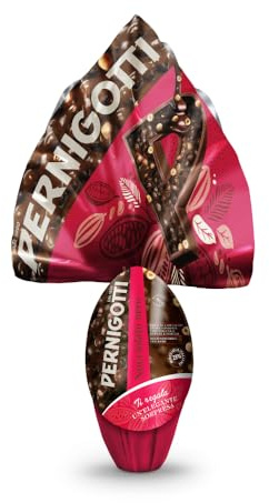 Pernigotti Uovo di Pasqua 2026 Nocciolato Nero, Cioccolato Fondente con Nocciole Italiane Intere e in Granella, Senza Glutine, con Sorpresa UNOARGENTO Made in Italy, 350 g