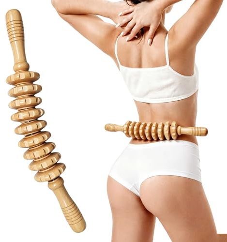 Faszienrolle Holz Massagegerät, Faszienstab Holz aus Buchenholz für Körper und Cellulite Massageroller Anti Cellulite Massagegerät für Maderotherapie, Muskelentspannung, Beine, Nacken, Körperformung