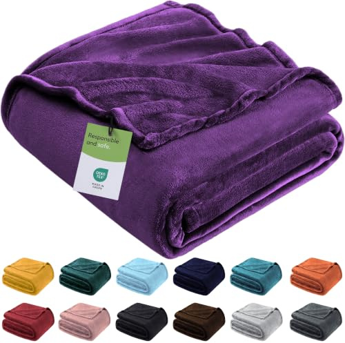 BedLooms Fleece Blanket Single Purple Throw for Sofas Fluffy Blankets | Soft Fleece Fabric for Warmth and Comfort, Lightweight and Breathable, Ideal for Bedroom, Sofas, Couches, Travel (130x150 cm)