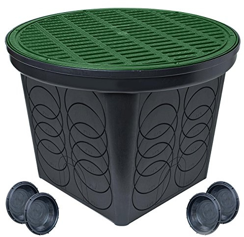StormDrain FSD-3017 20-in. Large Round Catch Basin with Green Grate Kit