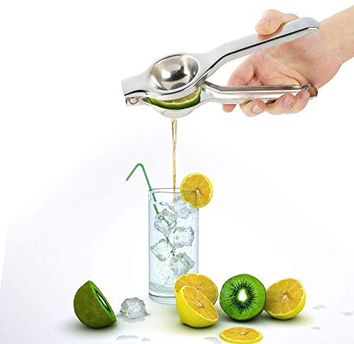 Exprimidor de limón, exprimidor de lima, acero inoxidable, plateado, exprimidor de cítricos para exprimir naranja, limón y otras frutas sin cáscara