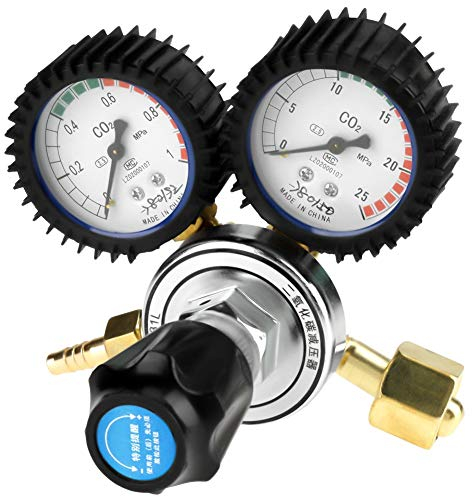 Nikou CO2 Druck Regler, G5 / 8 CO2 Flasche Druckminderer Aquarium Gas Flasche Regulator Kohlendioxid Schweißen Druckminderer Schutzgas Gasschweißregler für Gasschweißen