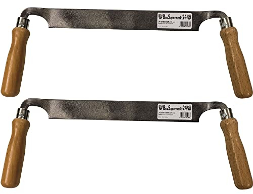 2 TLG Zugmesser gerade SET Zugmesser mit 240 mm Ziehmesser Abziehmesser Zugklinge Klinge Abziehklinge Bogenbau Zug Messer Zieh Messer Schaber Rindenschäler Entrinder Zieheisen Abzieheisen Zugeisen
