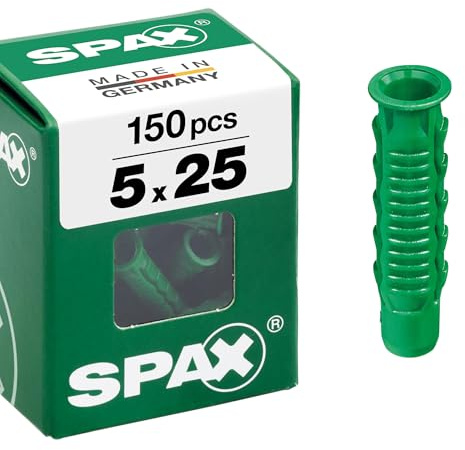 SPAX 4100000500257 Dübel SD 5X 25 Nylon Inhalt: 150 Stück Dowels Pack of 150, Green, 5x25 mm