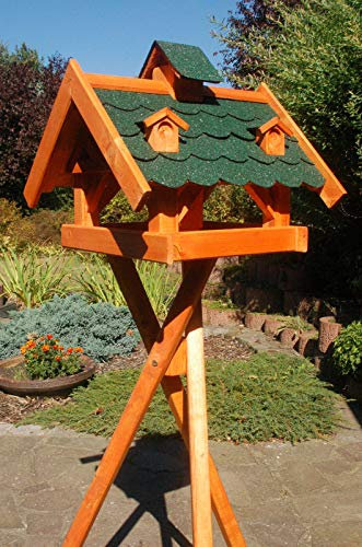 DEKO VERTRIEB BAYERN XXL Luxus Vogelhaus mit/ohne Ständer 145cm Holz Futterhaus Vogelfutterhaus Vogelvilla, Farbe: Grün mit Ständer