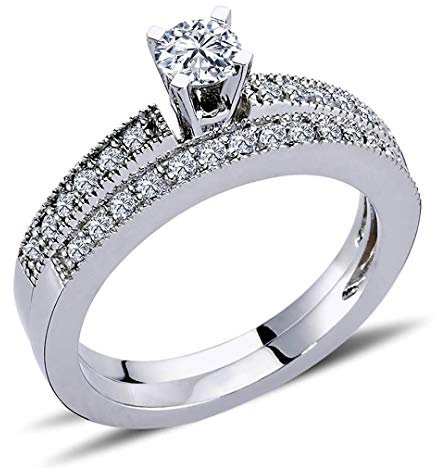 0,60 Carat Diamantring Solitär Verlobungsring in 14 Karat Weißgold