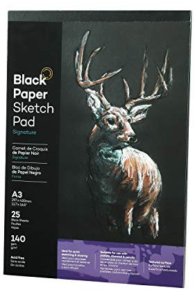 Skizzenblock Schwarz Tonpapier 25 Blatt Skizzenbuch A3 Zeichenpapier Skizzenpapier Künstler Zeichenblock Zeichnen Zeichenbuch Malen Malblock Skizzieren Zeichenkarton Kinder Erwachsene Anfänger