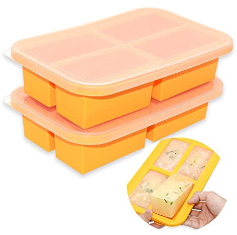 Extra-Large Silicone Soup Freezer Tray, Large Ice Cube Trays for Freeze Soup Sauce 300ml Portion (2)