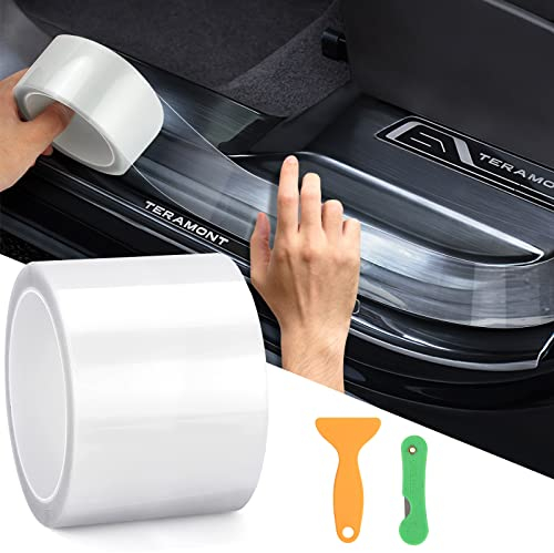 KALIWA 10cm X 1000cm Pellicola Protettiva Universale per paraurti Auto, Moto, Bicicletta, Protezione paraurti, Protezione per Vernice, autoadesiva, Trasparente, Senza Bolle
