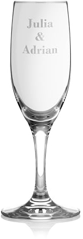 Made in Gift Copa de Cava Personalizada de Cristal de 200ml con Tu Nombre o Texto Perfecta como Regalo Para Bodas o Regalo Para Parejas Copa de Champán Apta para Lavavajillas
