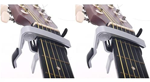 Milisten 2stücke Durabler Metall-kapodaster Für Gitarre Einhand-auslöser Für Akustische Und Elektrische Gitarren Verstellbar Silberfarben Einfach Zu Bedienen Für Harmonische