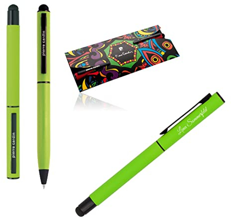 Pierre Cardin® CELEBRATION Set aus Kugelschreiber und Rollerball Pen mit Gravur Premium Stift | Geschenkbox | blaue Mine | personalisiertes Geschenk | graviert | Jahrestag | Geburtstag (Grün)