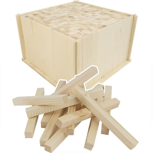 Delegn Legnetti Accendifuoco Eccellente Qualità Essicata di Abete-Larice per Stufa, Camino, Caminetto, BBQ, Forno, Confezionata in 4 Scatole di Legno 256 pezzi - 20 Kg Totale