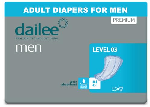 Dailee Men Nivel 3-90x Compresa Protectora y Absorbente para Hombre - 4 Gotas - Máxima Discreción contra Incontinencia Urinaria - Paquete Mensual