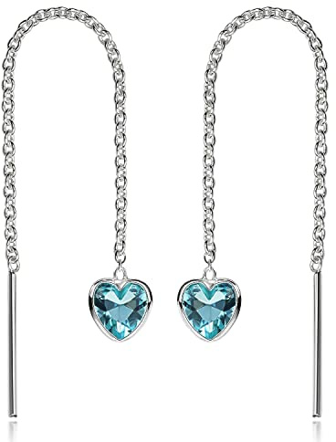 Herz Durchzieher Ohrringe Damen Ohrhänger Silber 925 Zirkonia SO-480 | 6 cm Pendelohrringe aus hautfreundlichem Sterlingsilber mit Zirkonia Herz incl Geschenk Box von MATERIA by Matthias Wagner