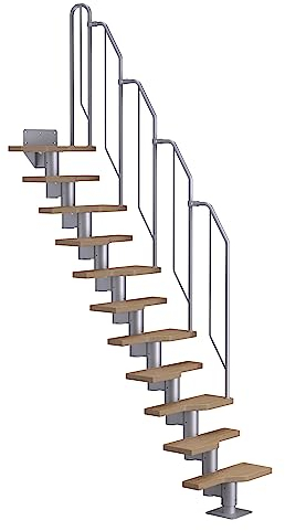 DOLLE Raumspartreppe Eiche Multiplex Höhe 222-276 cm den individuellen Raumverhältnissen anpassbar