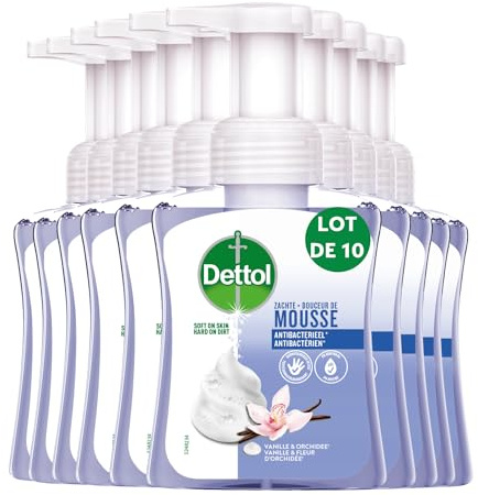 Dettol - Lot de 10 Douceur de mousse - savon main - Vanille & Orchidée