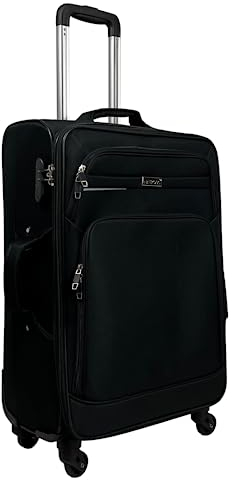 MY TRAVEL BAG Stoff Reisekoffer Trolley Erweiterbar mit Zwillingsrollen (M/L/XL/XXL oder 4er Set) Weichgepäck (Schwarz, Handgepäck (55cm))