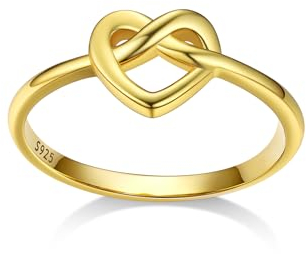 Bestyle Herzring 925 Silber Ehering Verlobungsring Trauring Herz Infinity Fingerring goldene Damenring, Hochzeit Valentinstag Schmuck Accessoire, Ringgröße 54