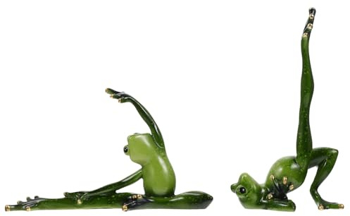 2 Stück Froschfigur aus Kunstharz Grün, Dekorativ für Garten und Hof | Yogaposition, Kreativ und Chic, Fein Gearbeitet, Schafft eine Fröhliche Atmosphäre