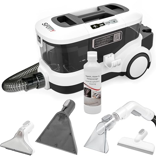 SPOTTY lavatappeti e divani con potenza di aspirazione di 170 mbar per una pulizia profonda di tappeti, tappezzeria, peli di animali, auto e pavimenti duri | Pulitore igienico per tappeti [67 dB]