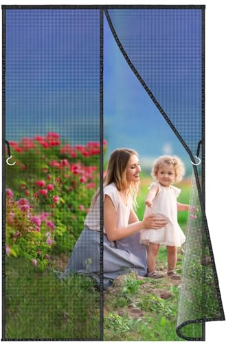 Fliegengitter für Tür als Rollo 335x325 cm, Anti Moskito Fliegengitter, Insektenschutzrollo Fliegengitterrollo für Terrassentür Wohnzimmer Balkontür Schwarz Neuste-Version
