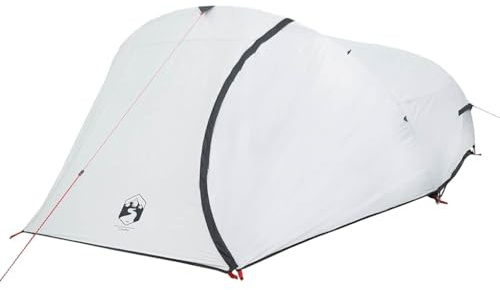 vidaXL Kuppel Campingzelt 4 Personen, Kuppelzelt mit Steckverbindungssystem, Wurfzelt mit E-Anschluss, Trekkingzelt Zelt, Weiß Dunkel 185T Polyester