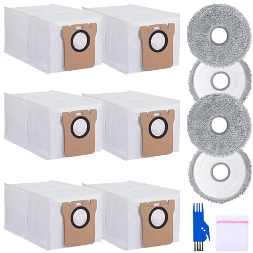 EATBALE Bolsa para Polvo y mopa aspiradora Robot para Dreame L10s Ultra L10 Ultra L20 Ultra L10 Prime Piezas de Repuesto 6 Bolsas para Polvo 4 paños para mopa 1 Cepillo de Limpieza 1 Bolsa para Ropa