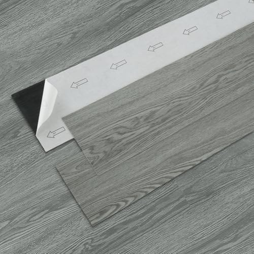PVC Bodenbelag Vinylboden selbstklebend, 5,02 m²/36 Stück Wasserdicht & rutschfest Vinyl klebefliesen boden, 91.44 x 15.24 cm Bodenfliesen Selbstklebend für Küche, Schlafzimmer (Hellgrau)