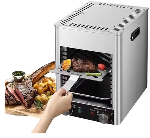 SAYEYBU Asador EléCtrico para Carne De 1700 W, con 10 Ranuras para Asar, Tiempo Y Temperatura Ajustables, Temperatura MáXima De 800 ℃, Apto para Cocinas De Interior,Gris