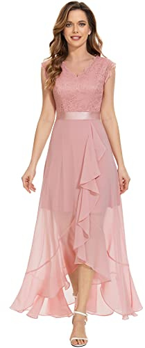 Aupuls Robe de soirée élégante pour femme - Robe de cocktail - Robe de demoiselle d'honneur, rose poudré, L